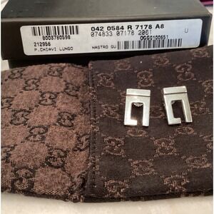 Gucci Sterling Silver Earrings Studs GG Logo Designer Jewelry Italy‎